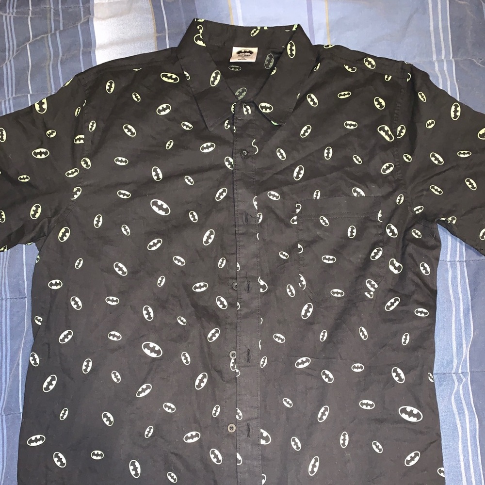 DC Batman Button Up Short Sleeve Shirt XL